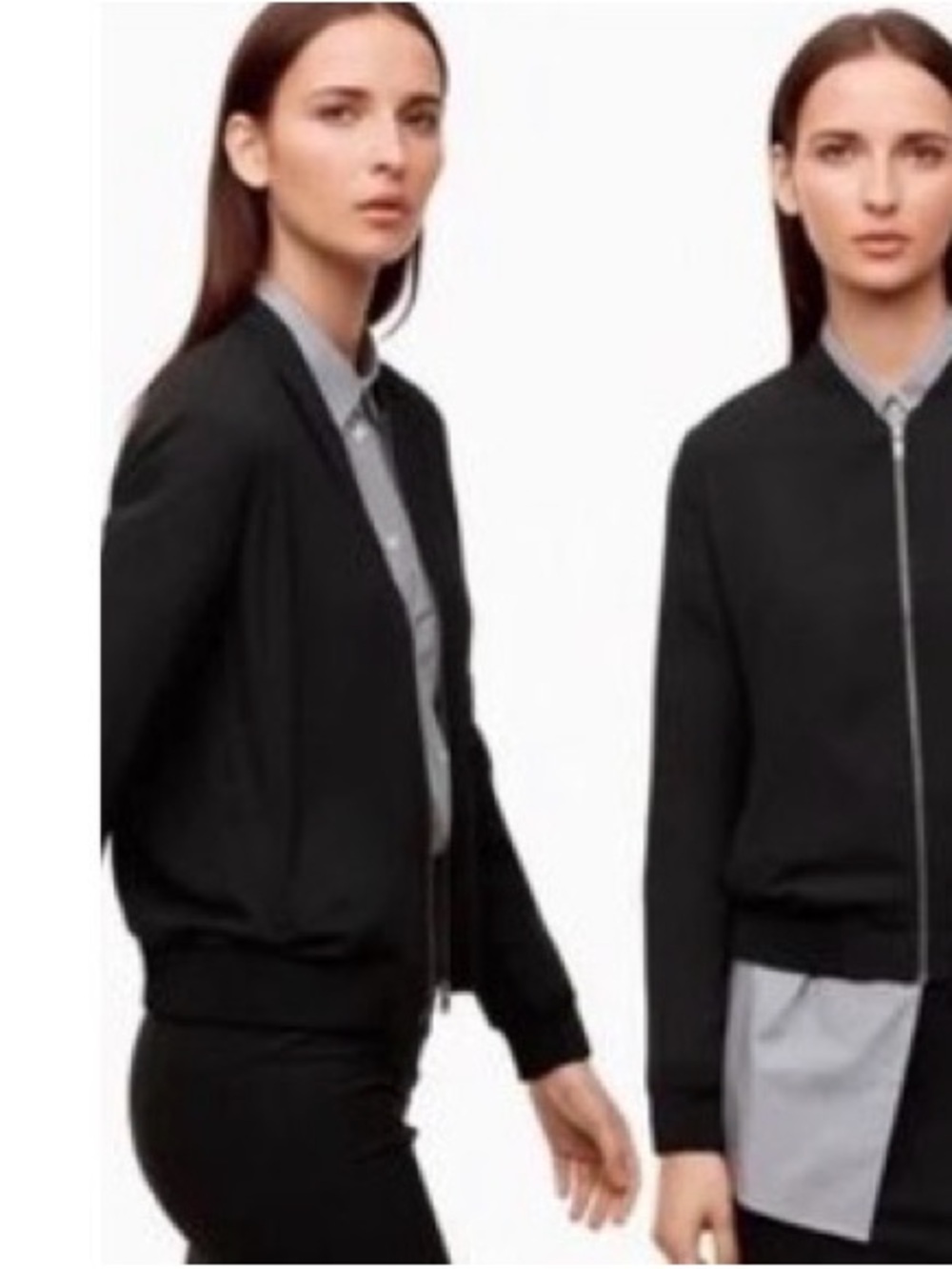 Aritzia Babaton black bomber jacket w/ silver front zipper & Stretch Waist XXS